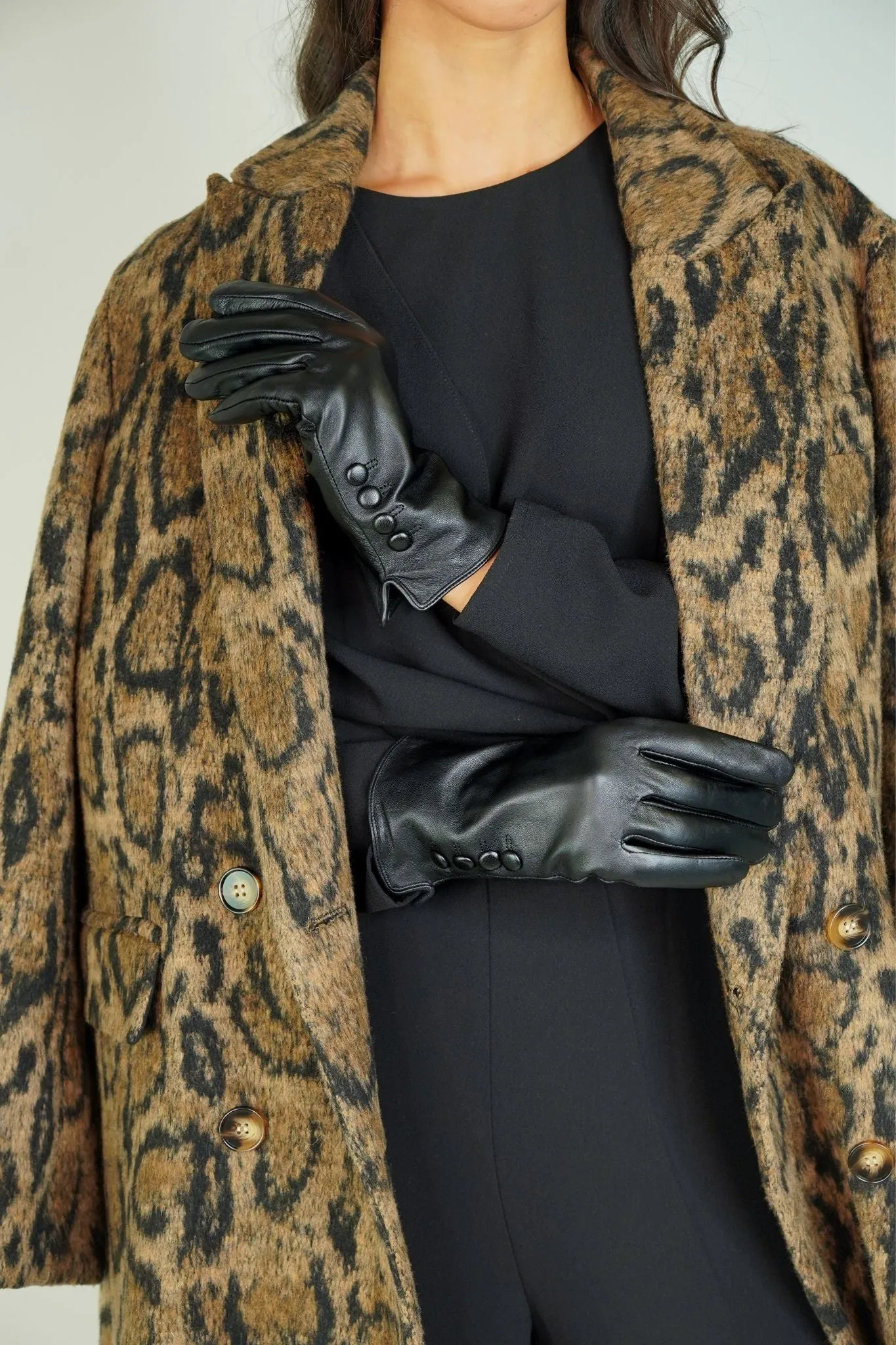 Polly Leather Gloves In Black