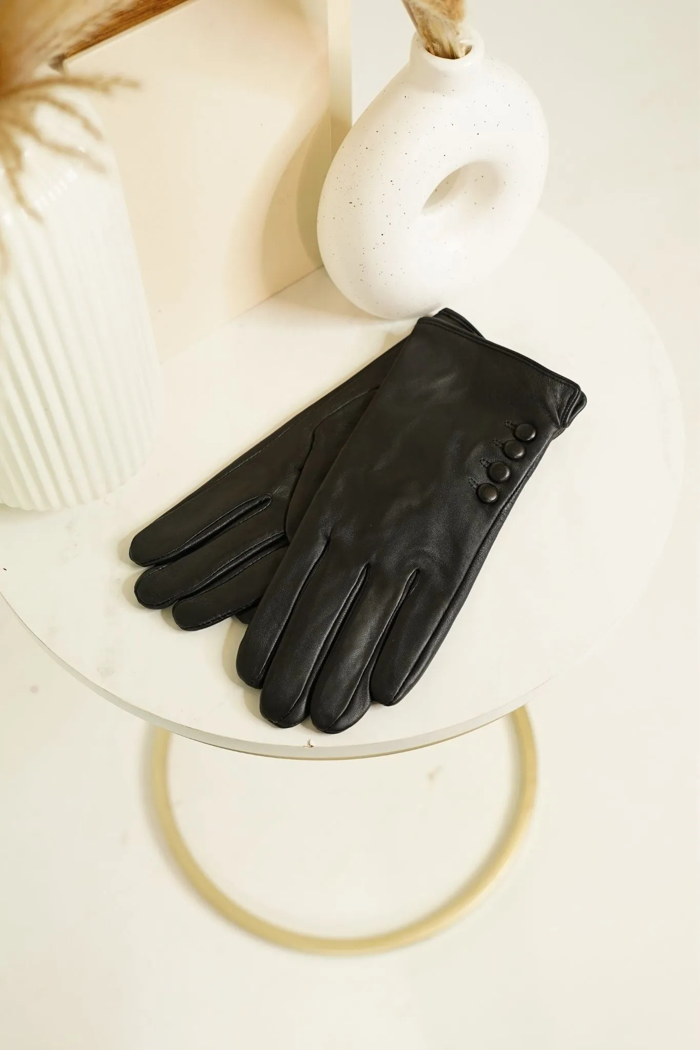 Polly Leather Gloves In Black