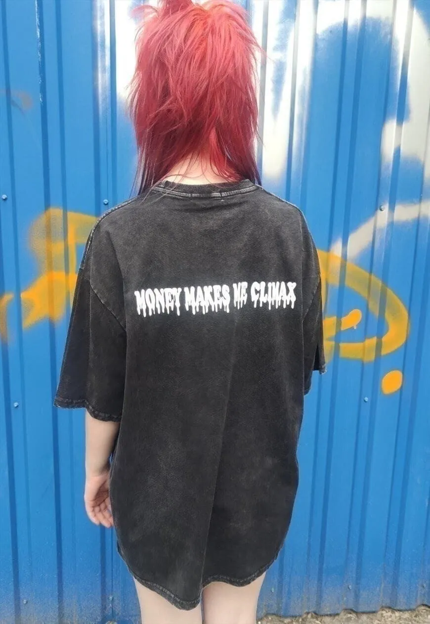 Rapper tee money print t-shirt raver climax top in black