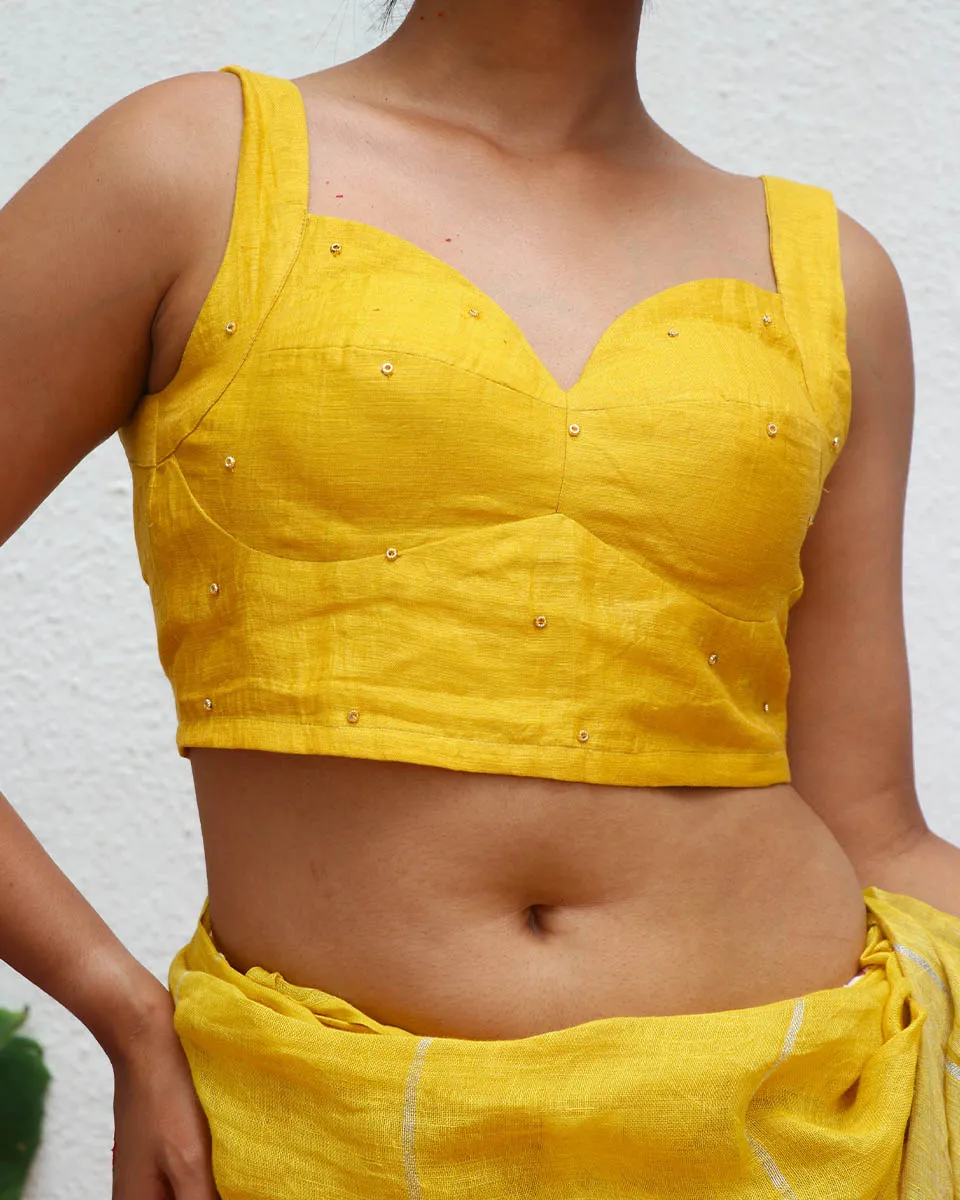 Rashmi Handwoven Linen Zari Blouse - Eknoor