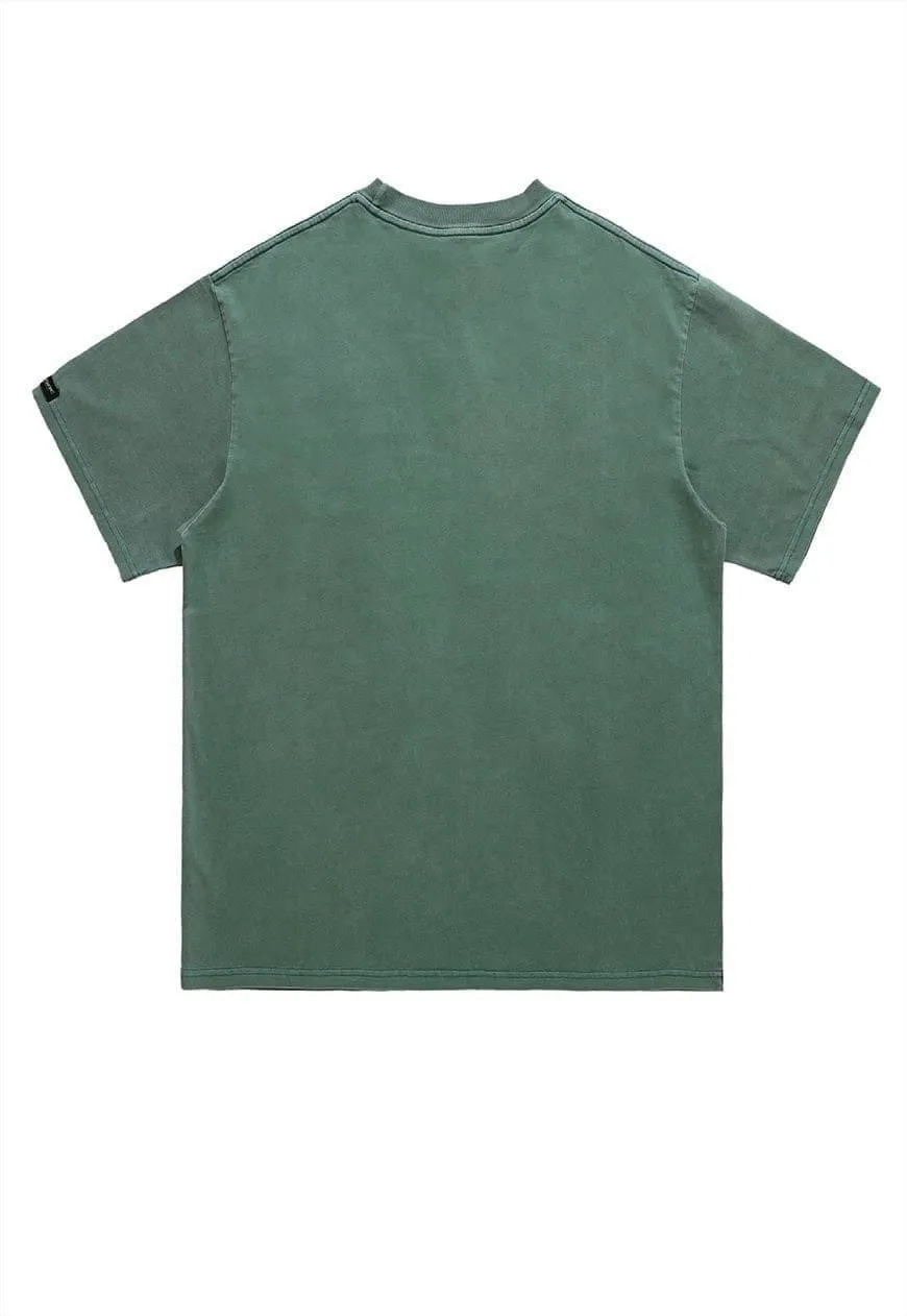 Retro t-shirt vintage poster print tee 90s raver top green