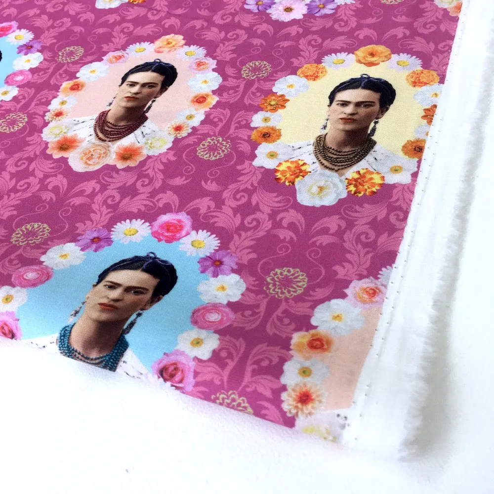 Robert Kaufman Licensed Frida Kahlo Flower Frames Pink (Per Metre)