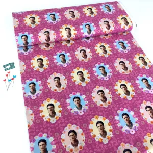 Robert Kaufman Licensed Frida Kahlo Flower Frames Pink (Per Metre)