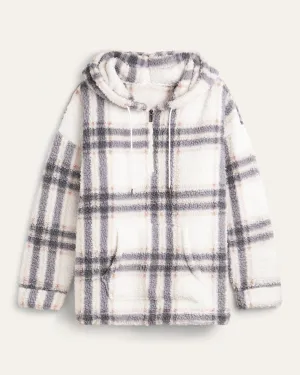 Robyn Fleece Zippered Hoodie | Ivory / Charcoal Grey