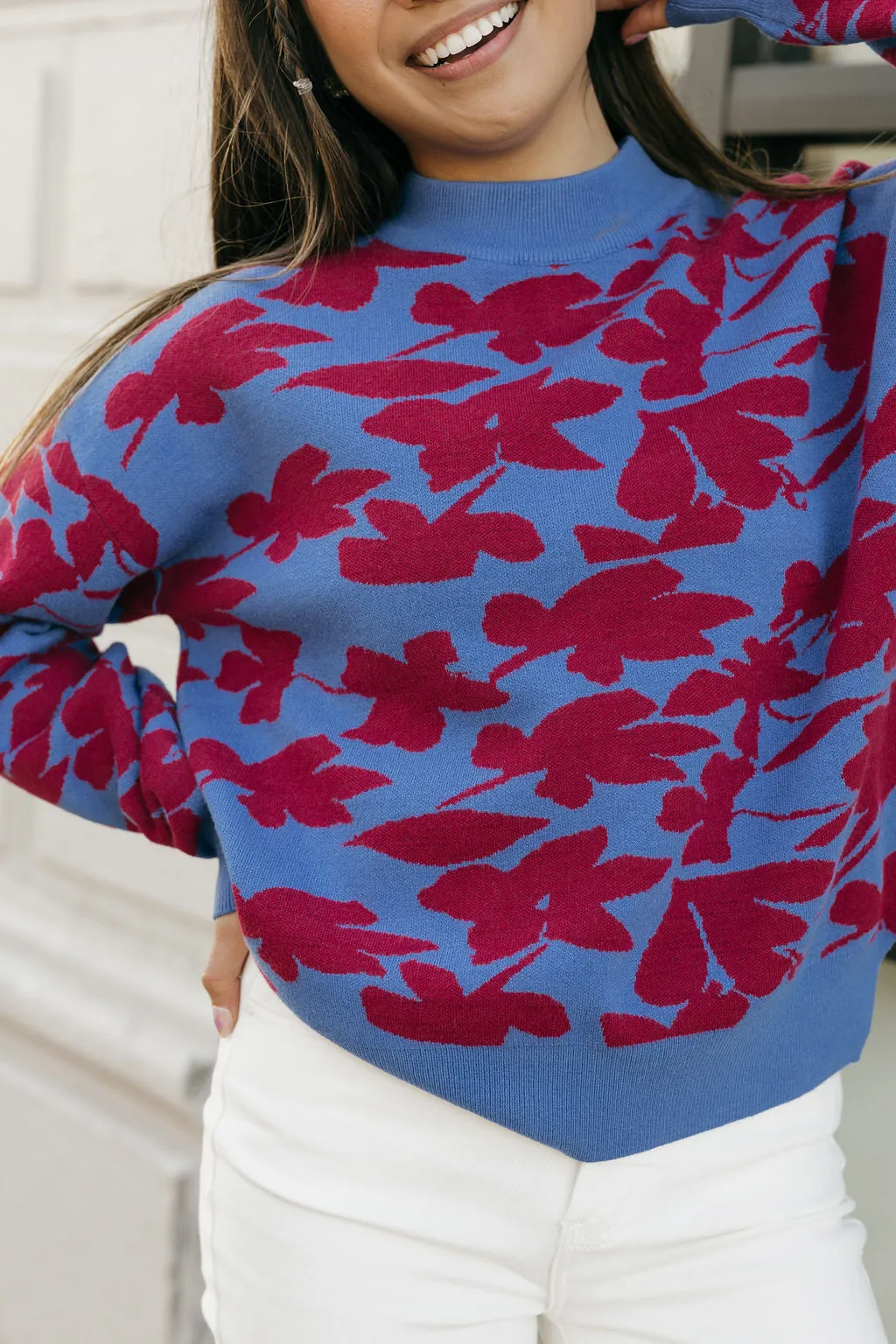 Ronnie Sweater-Blue/Scarlet