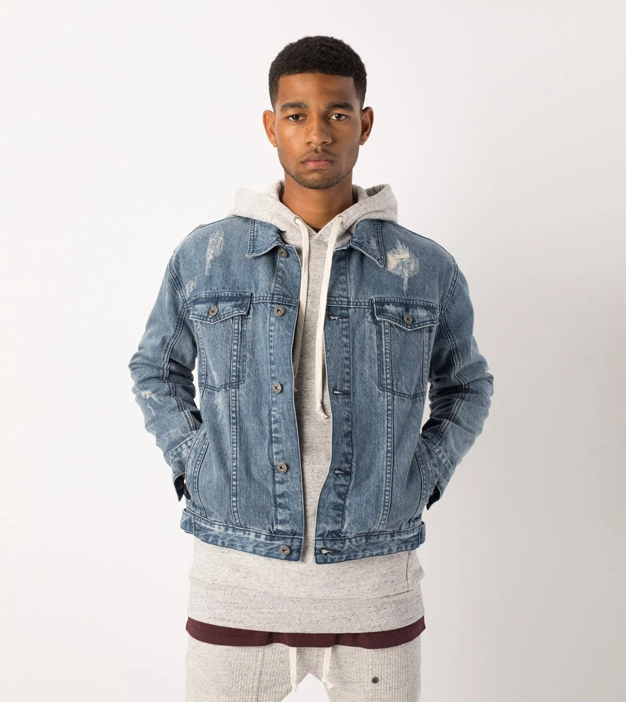 Shred Snitch Denim Jacket Blow-Out Blue - Sale