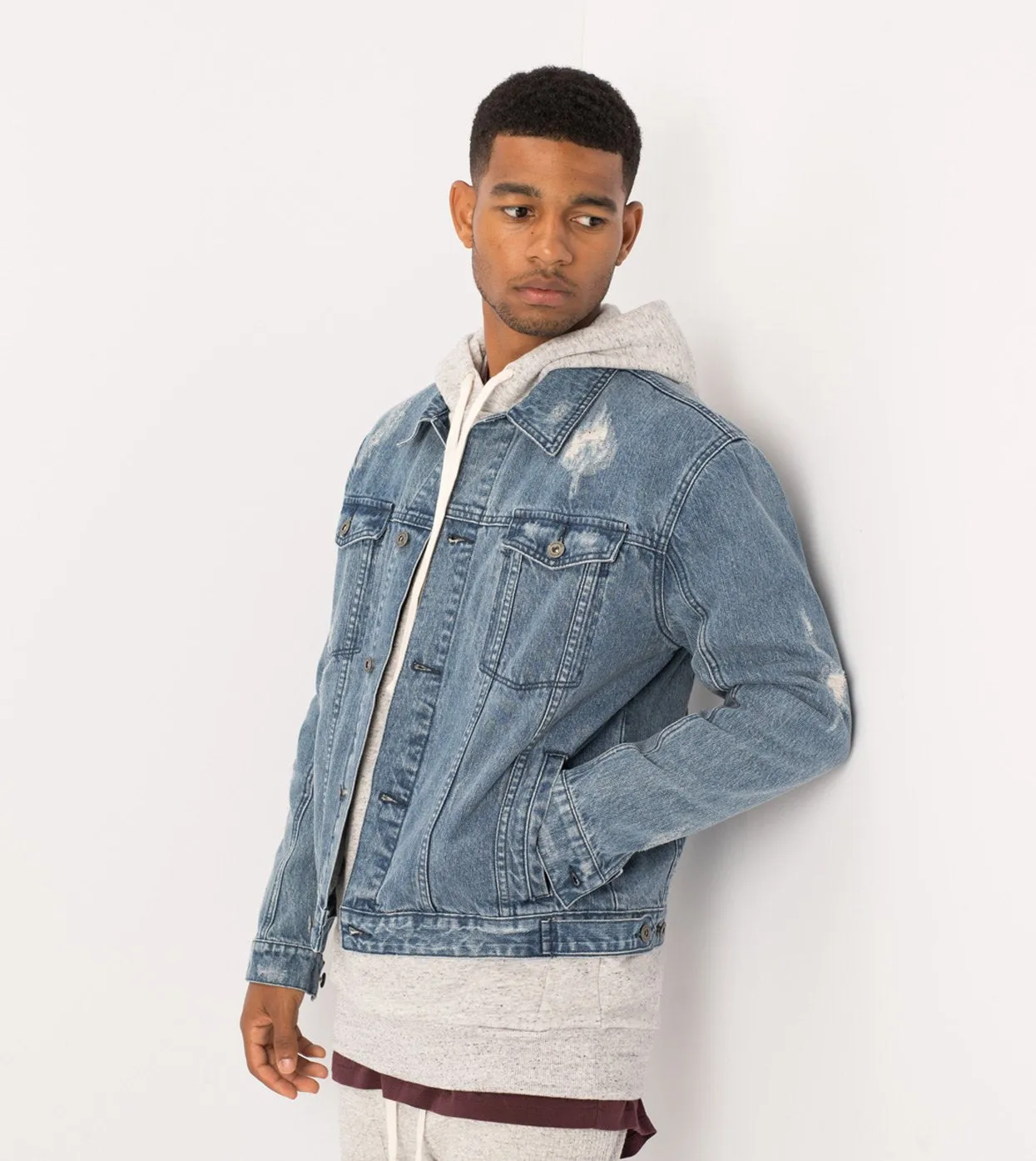 Shred Snitch Denim Jacket Blow-Out Blue - Sale