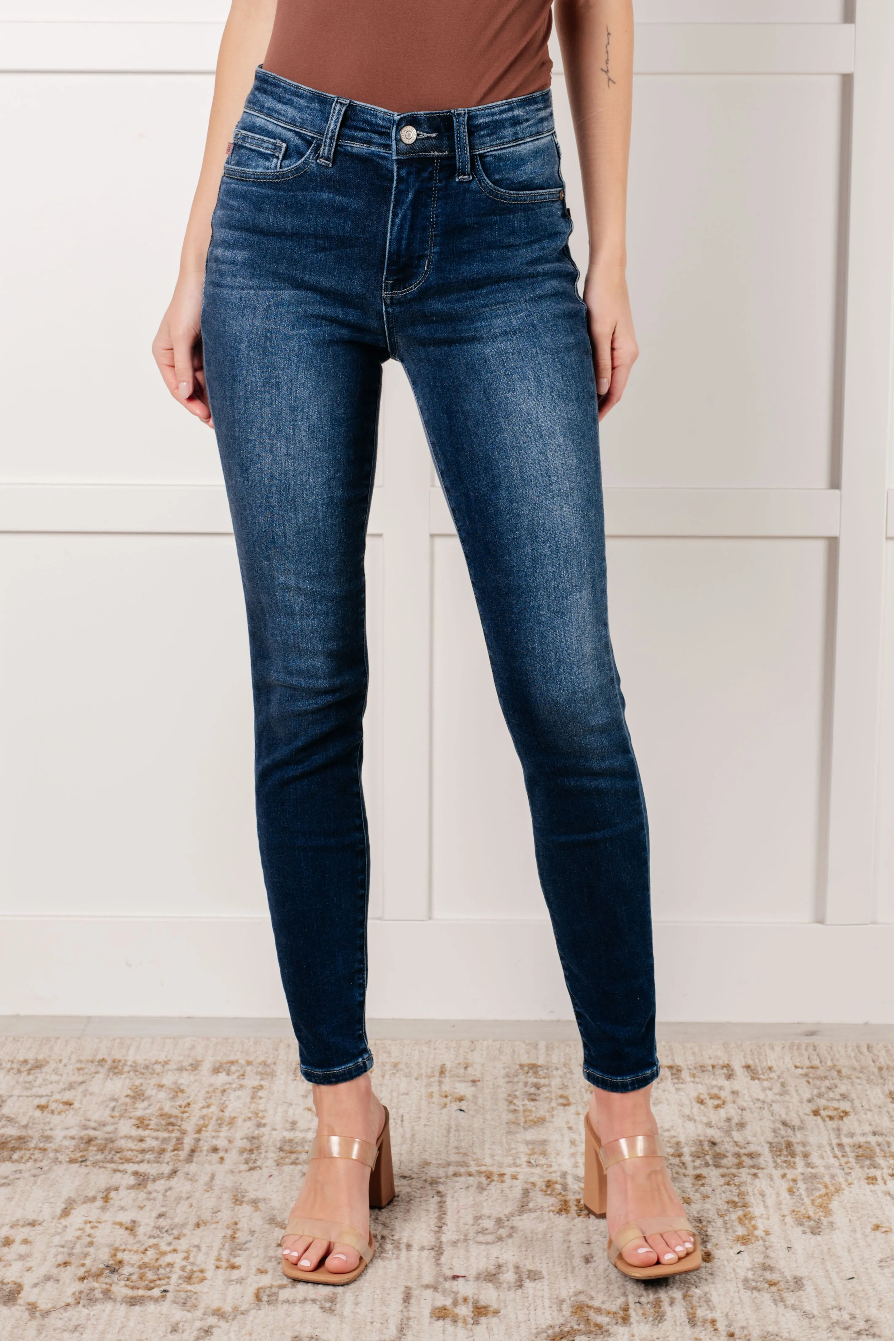 Skylar Mid Rise Thermal Vintage Skinny Jean | Dark Wash | Sizes 0-24W | Cozy & Stylish