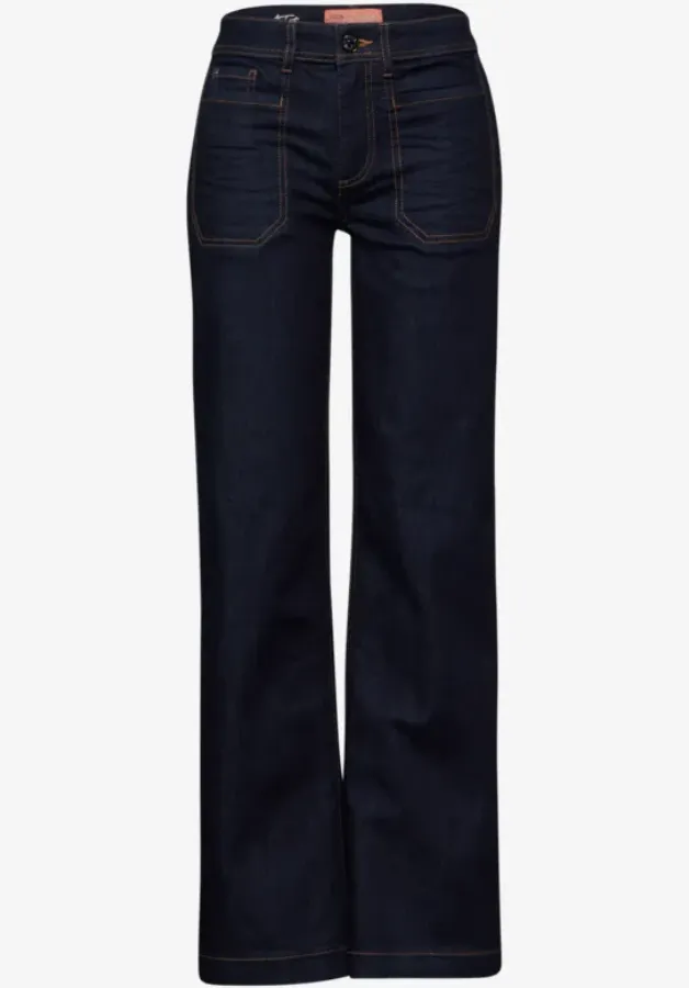 STREET ONE<BR>
Wide Casual Jeans<BR>
Denim<BR>