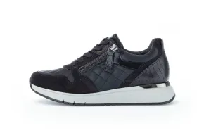 Suede Leather Lace-up with Zipper in Black