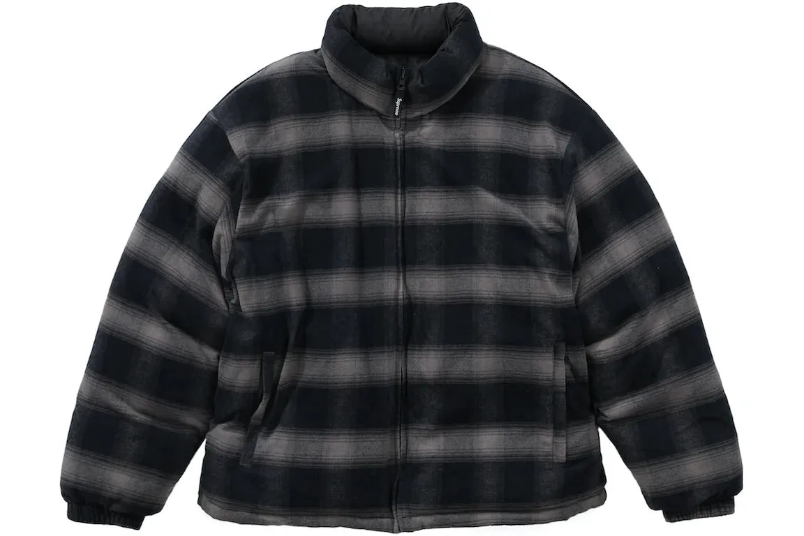 SUPREME FLANNEL REVERSIBLE PUFFER JACKET BLACK
