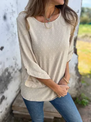 Tammy - Chic Chiffon Jacquard Buttoned Blouse