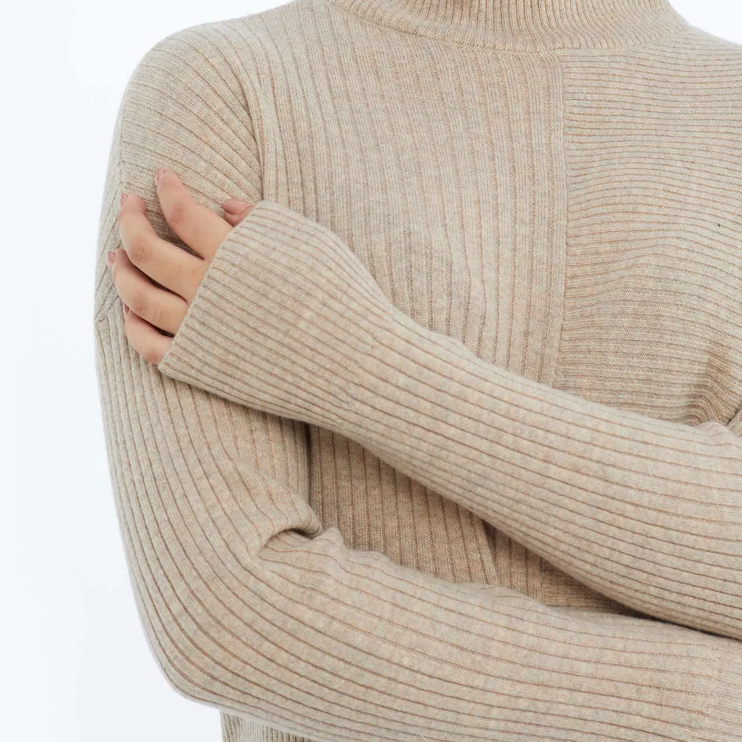 The Luxe Cashmere Blend Funnel Neck Sweater - Toffee