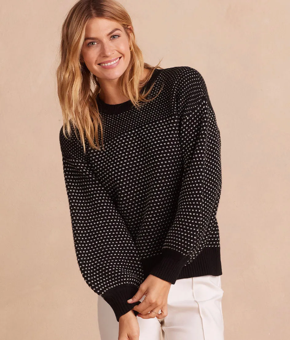 The Luxe Cashmere Blend Mix Stitch Sweater - Sea Urchin & Dune