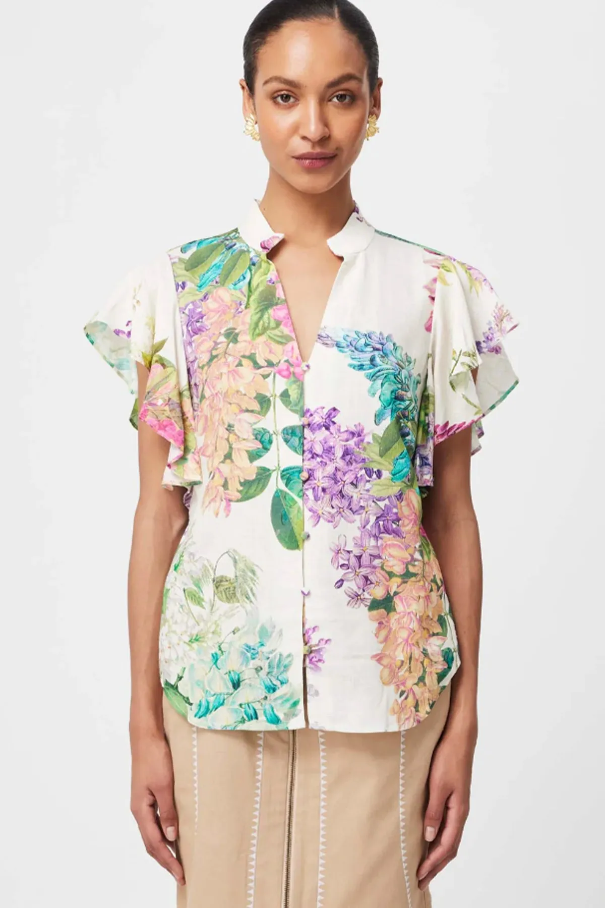 Tierra Waterfall Sleeve Blouse Wisteria Alba