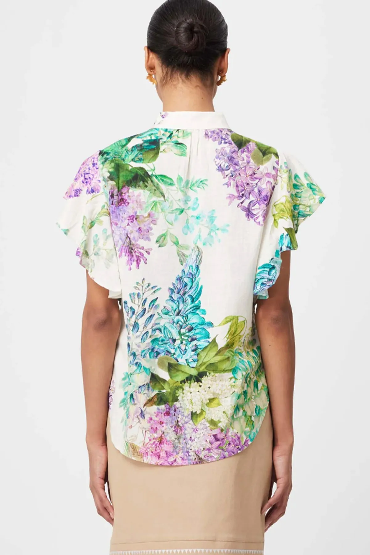 Tierra Waterfall Sleeve Blouse Wisteria Alba