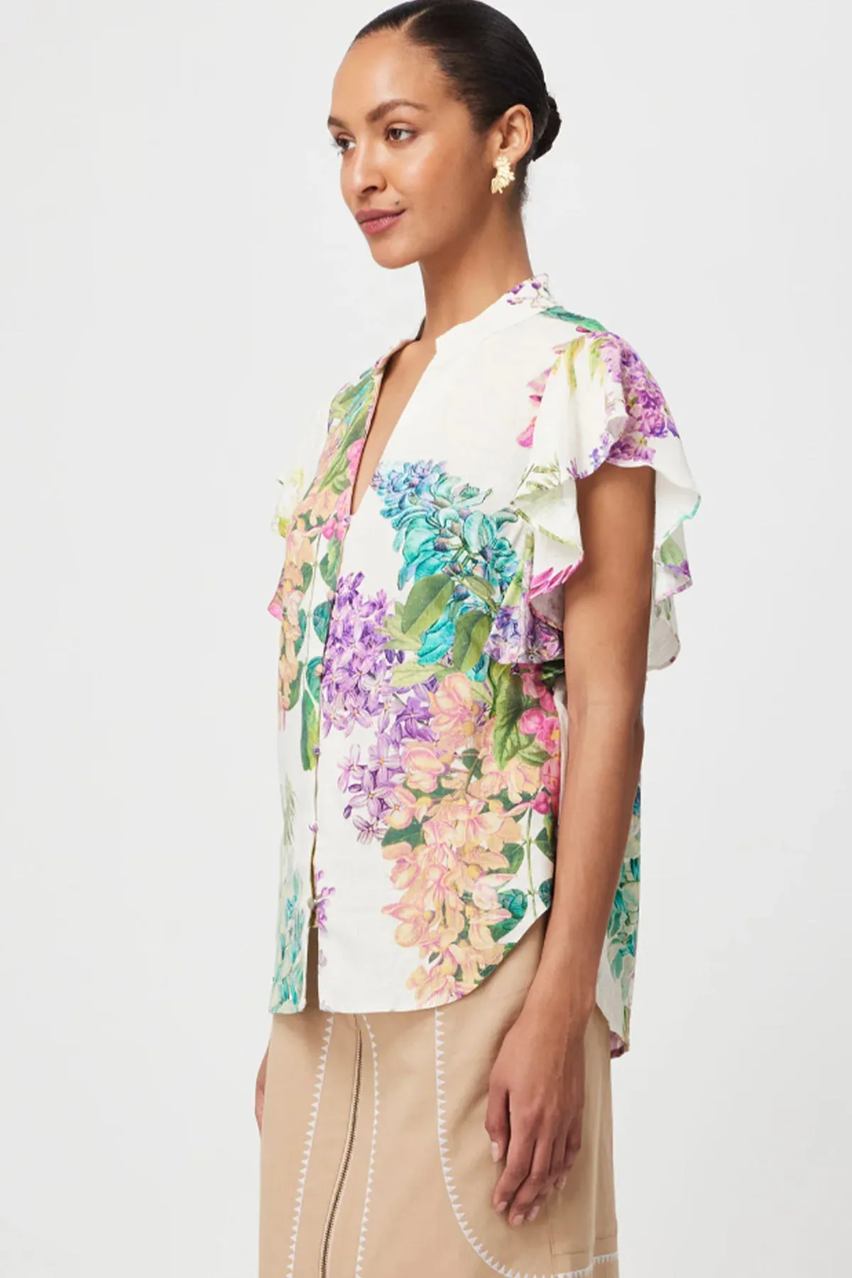 Tierra Waterfall Sleeve Blouse Wisteria Alba