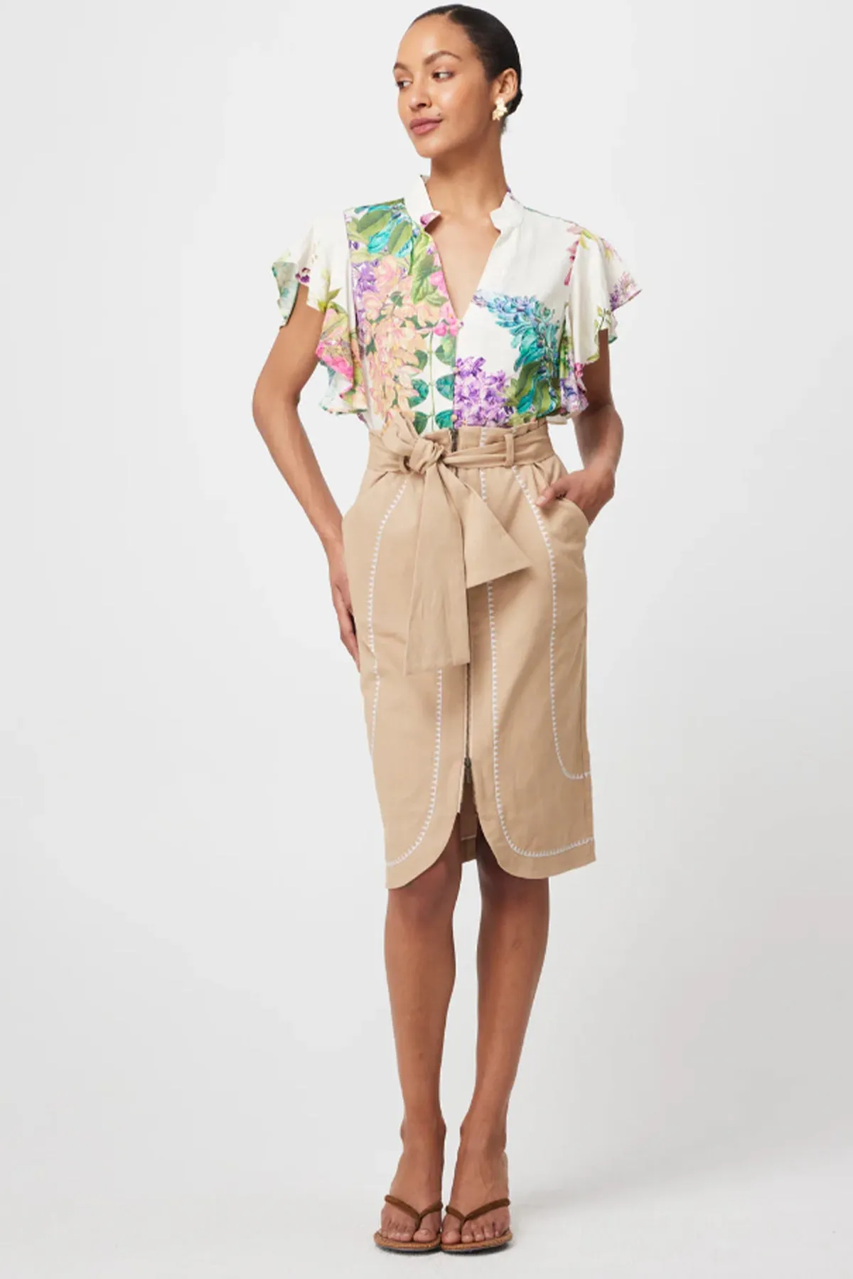 Tierra Waterfall Sleeve Blouse Wisteria Alba