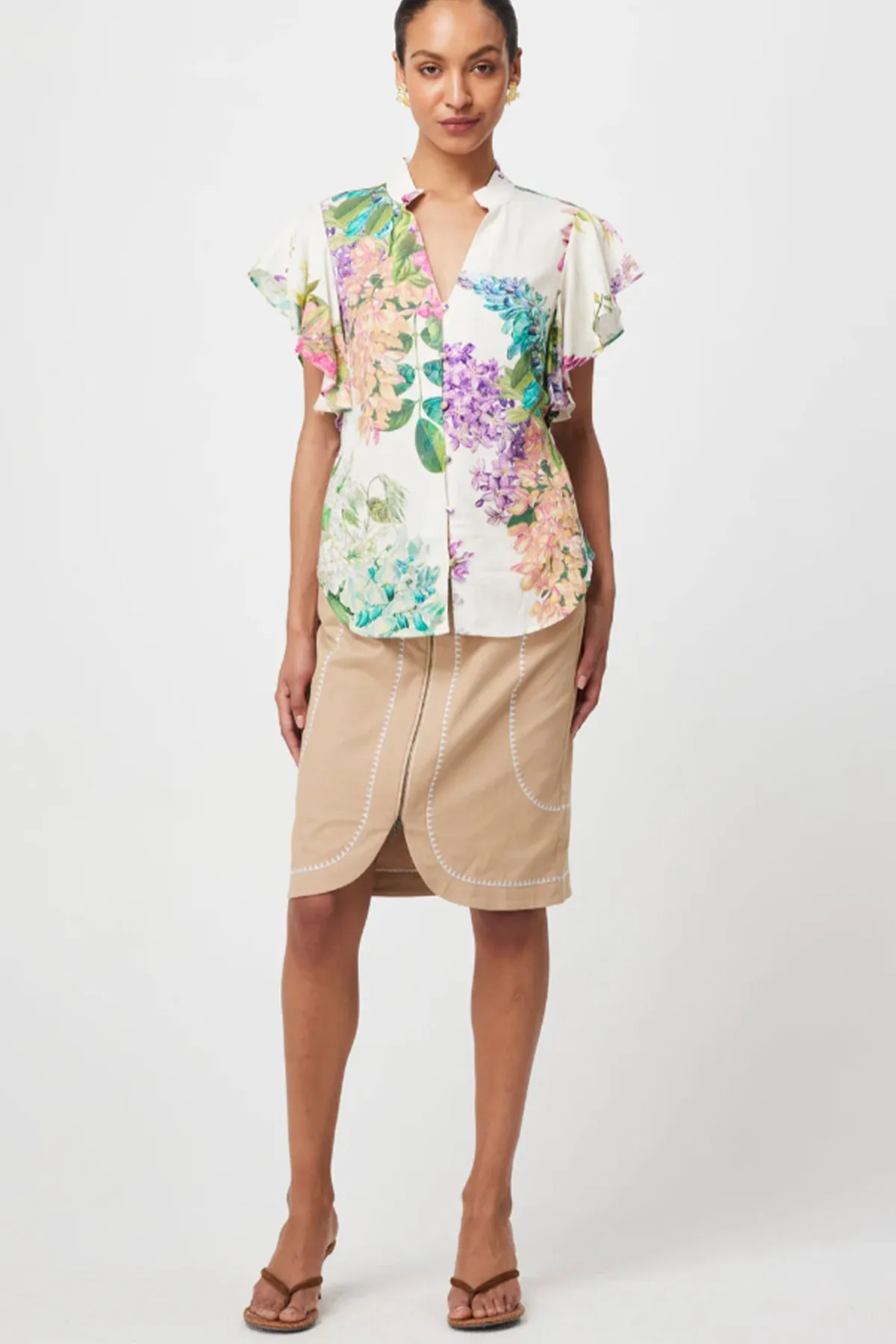 Tierra Waterfall Sleeve Blouse Wisteria Alba