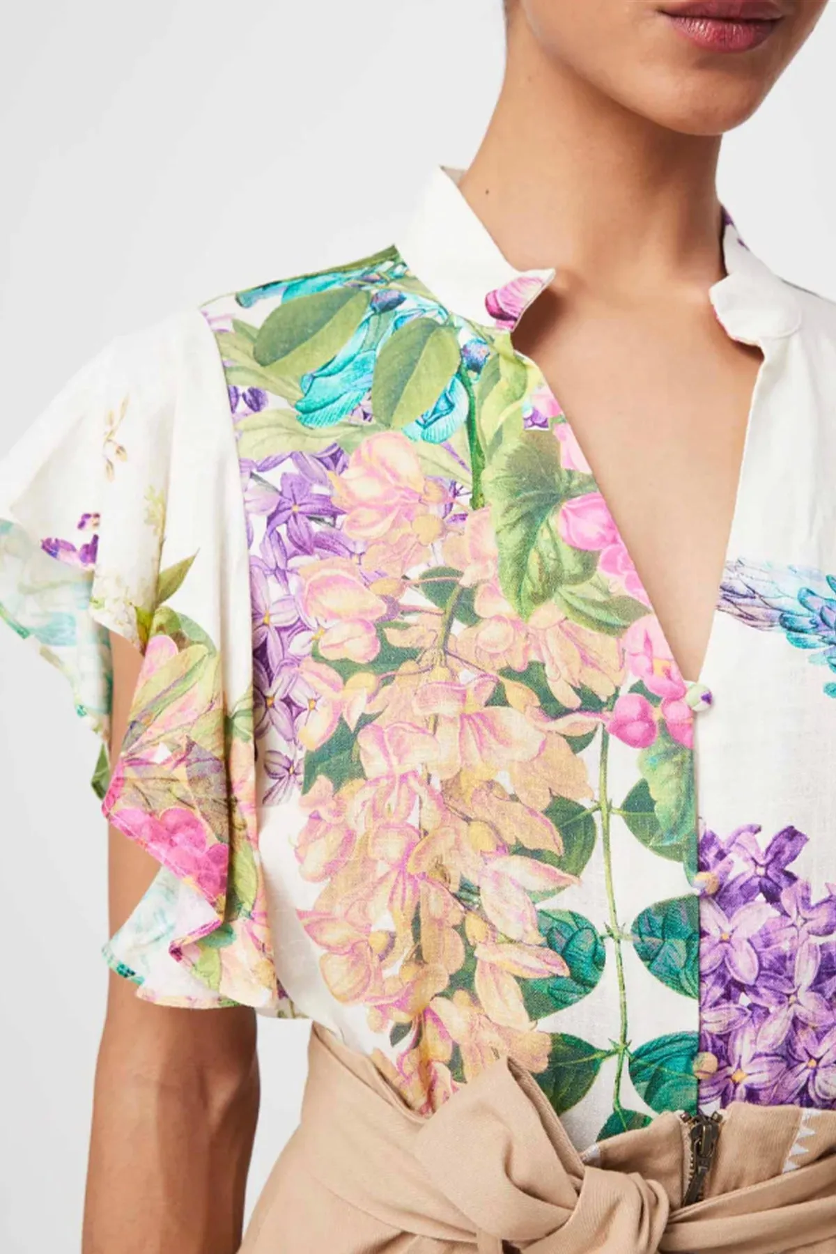 Tierra Waterfall Sleeve Blouse Wisteria Alba