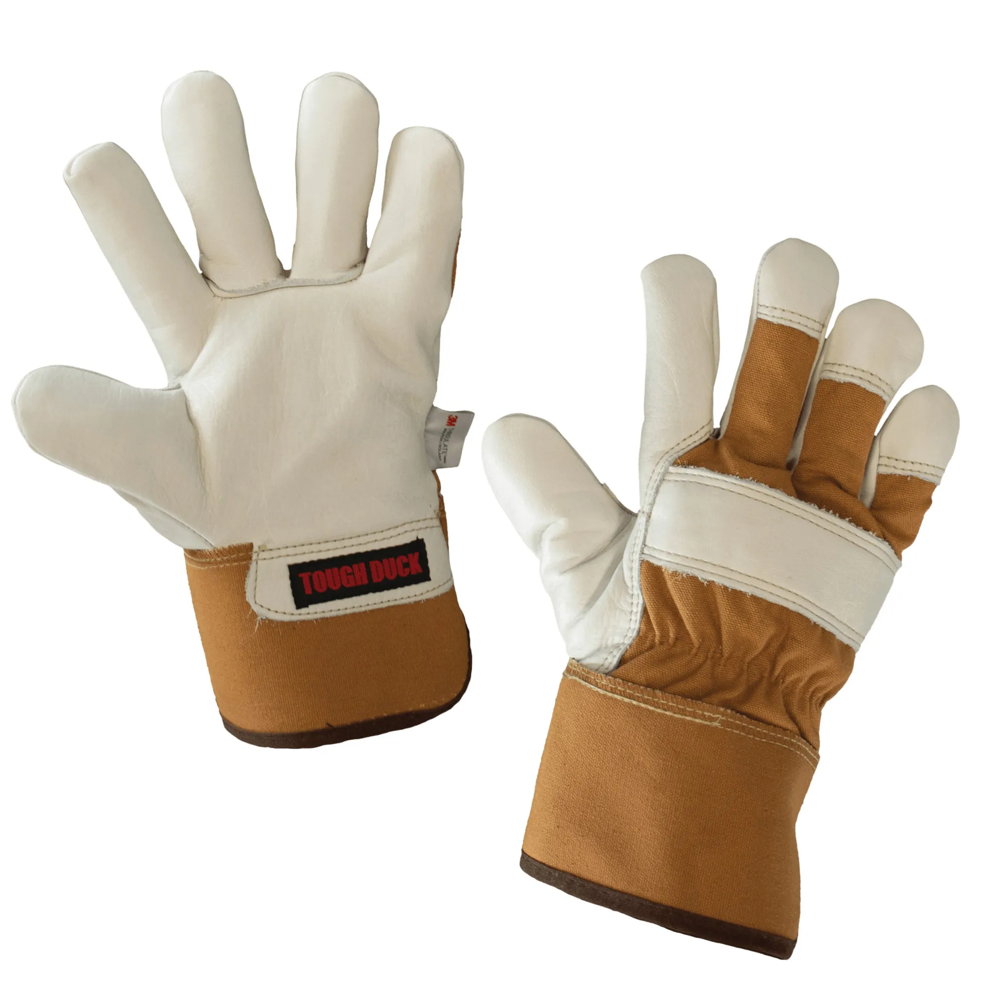 Tough Duck Winter Work Gloves 150g Thinsulate, Premium Cowgrain Leather, Waterproof/Breathable, Rubberized Safety Cuff, Ultimate Cold and Wet Protection | Sizes M-2XL
