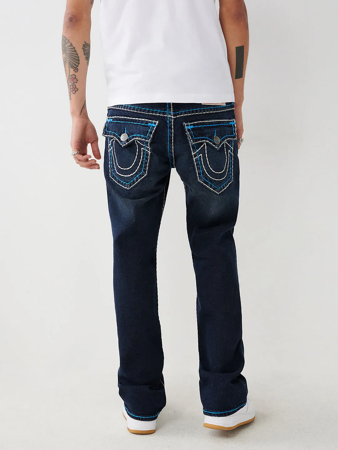 True Religion Mens Super T Billy Bootcut Fit Blue Mid Rise Jeans