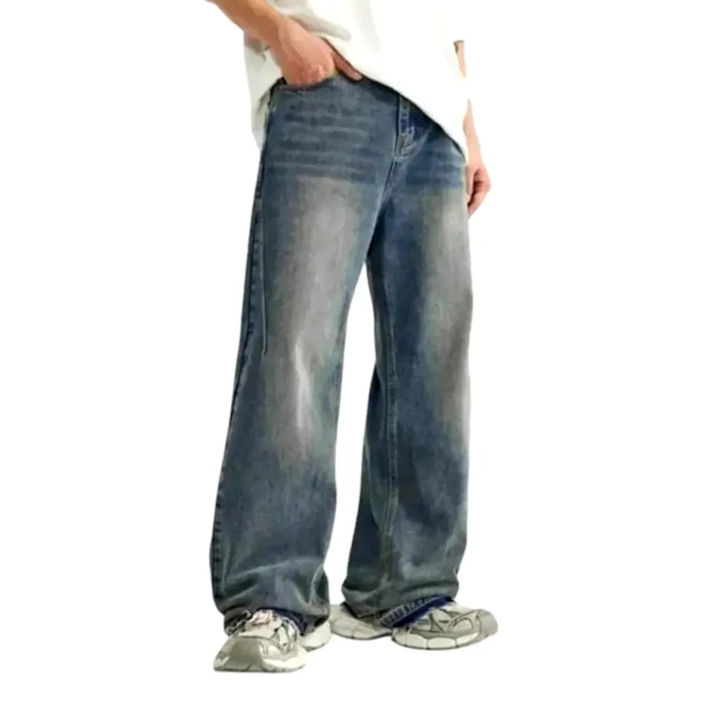 Whiskered street style light jeans for men