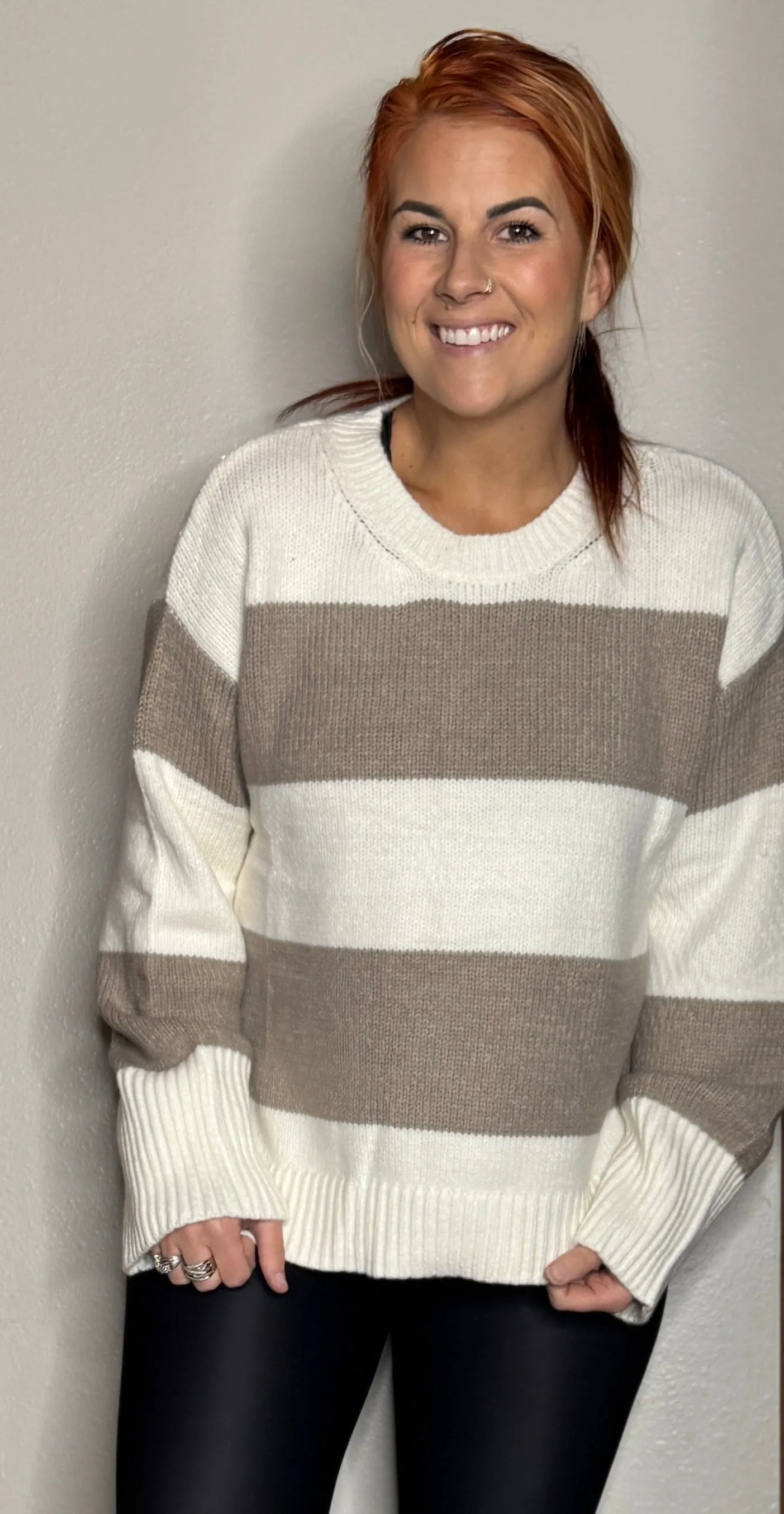 White Neutra Striped Sweater