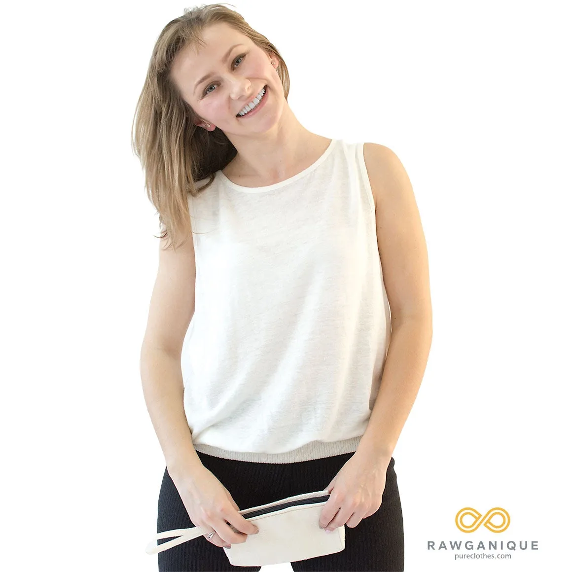 WHITNEY 100% Organic Linen Sleeveless Knit Blouse (Closeout - Final Sale)