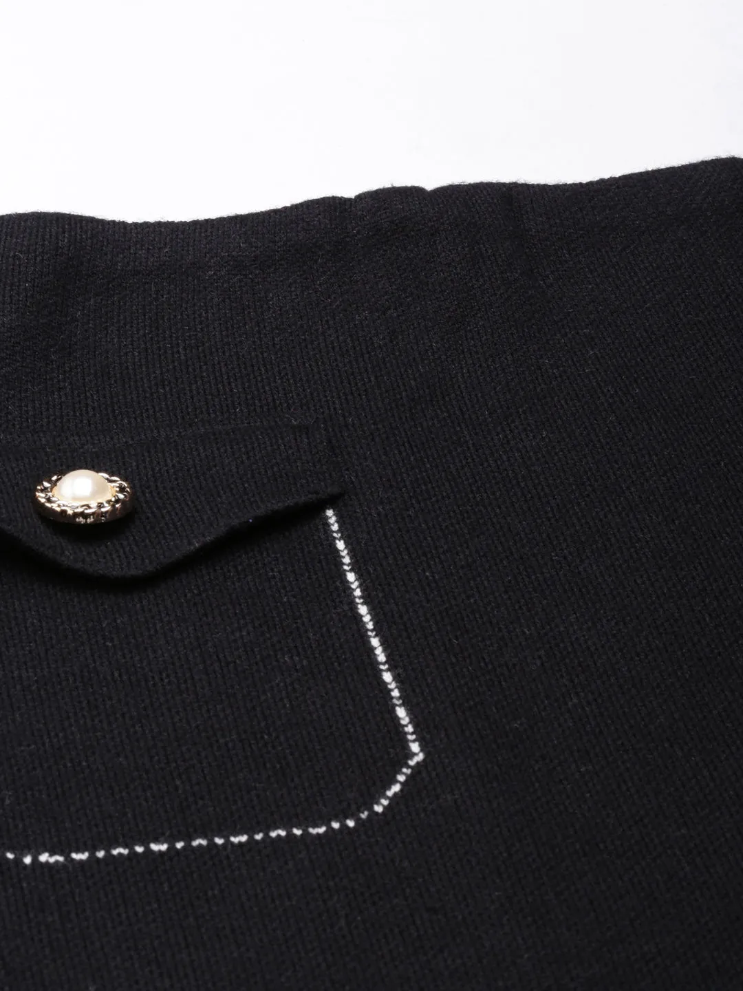 Women Black Self Design Pencil Mini Skirts