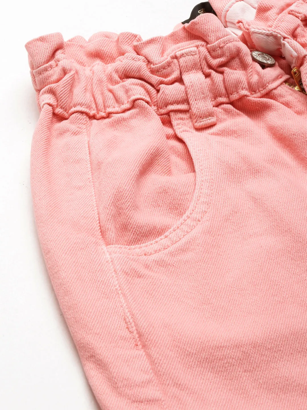 Women Coral Solid Regular Fit Denim Jeans
