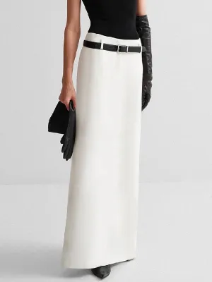 xakxx Solid Color Split-Back Skirts Bottoms