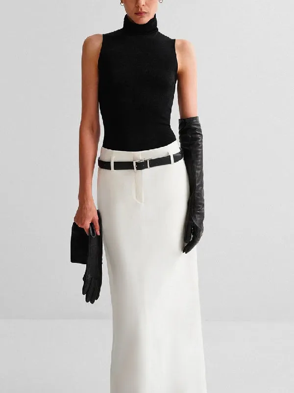xakxx Solid Color Split-Back Skirts Bottoms