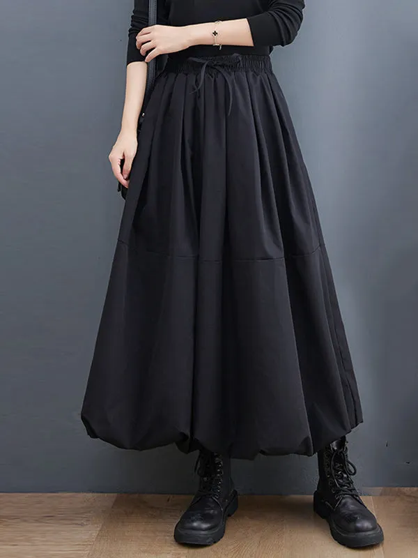 xakxx Urban Loose Drawstring High Waisted Black Bubble Skirt