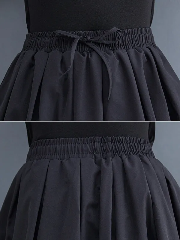 xakxx Urban Loose Drawstring High Waisted Black Bubble Skirt