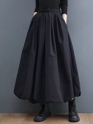 xakxx Urban Loose Drawstring High Waisted Black Bubble Skirt