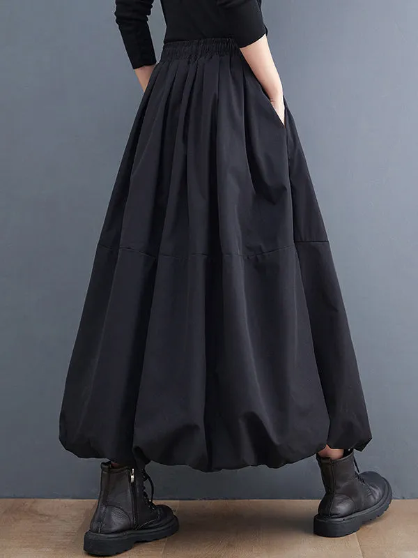 xakxx Urban Loose Drawstring High Waisted Black Bubble Skirt