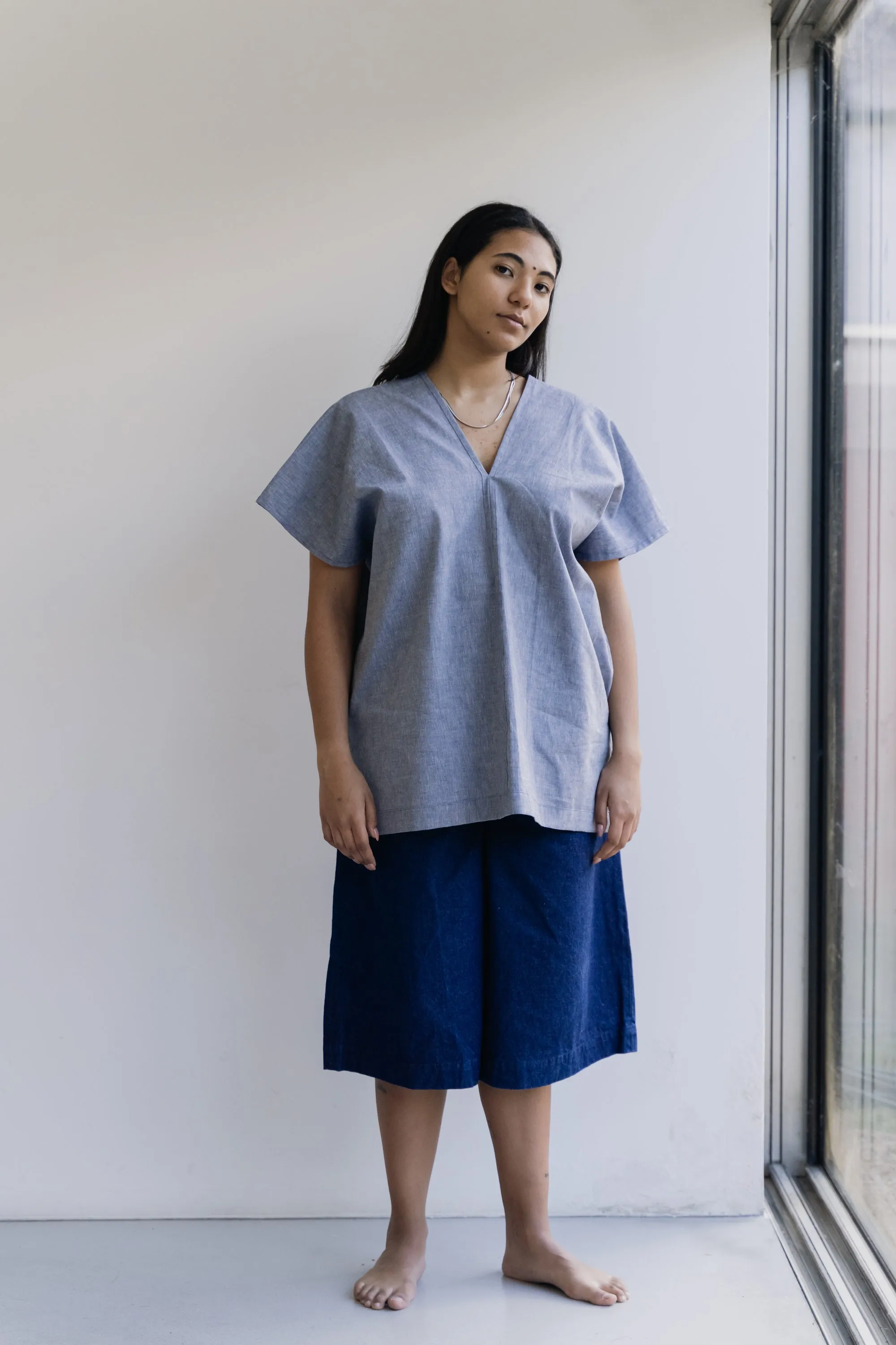 Zero Waste Blue Melange Blouse
